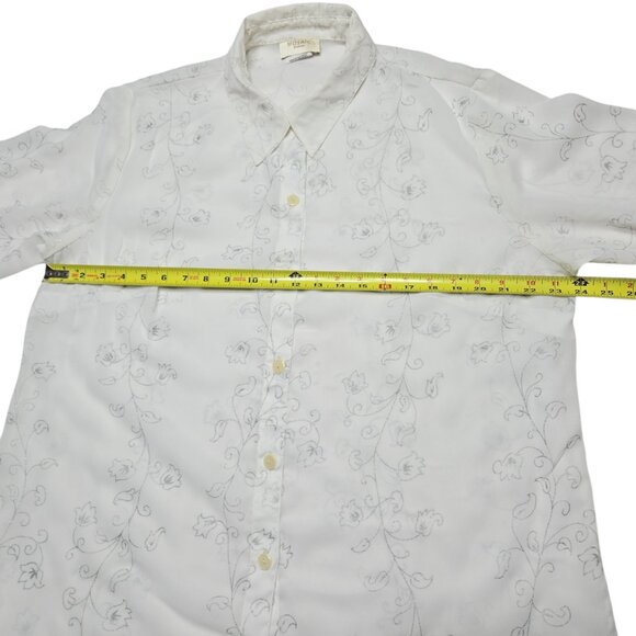 Mosaic Blouse Womens 16 White Floral Sheer Button Up Shirt Fairy Romantic Top - Picture 2 of 12